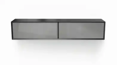 Шкаф навесной двухдверный горизонтальный Glass, цвет Черный + Серый фото - 2 - превью